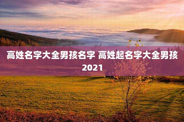 高姓名字大全男孩名字 高姓起名字大全男孩2021