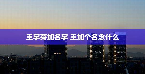 王字旁加名字 王加个名念什么