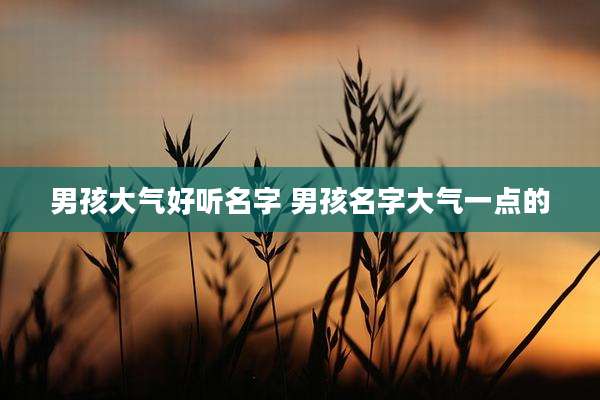 男孩大气好听名字 男孩名字大气一点的