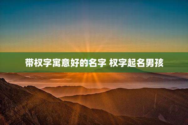 带权字寓意好的名字 权字起名男孩