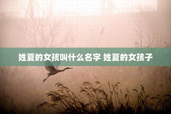 姓夏的女孩叫什么名字 姓夏的女孩子