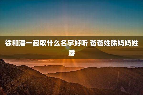 徐和潘一起取什么名字好听 爸爸姓徐妈妈姓潘