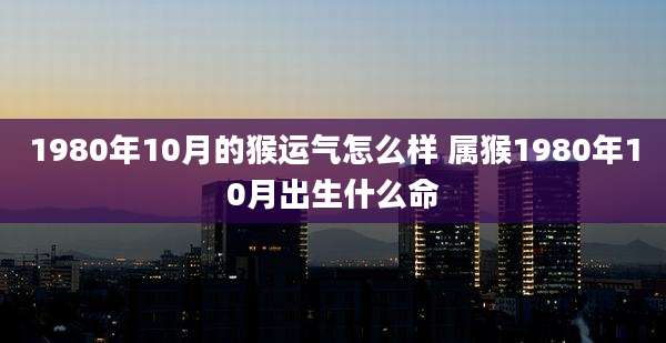 1980年10月的猴运气怎么样 属猴1980年10月出生什么命
