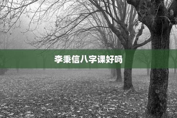李秉信八字课好吗