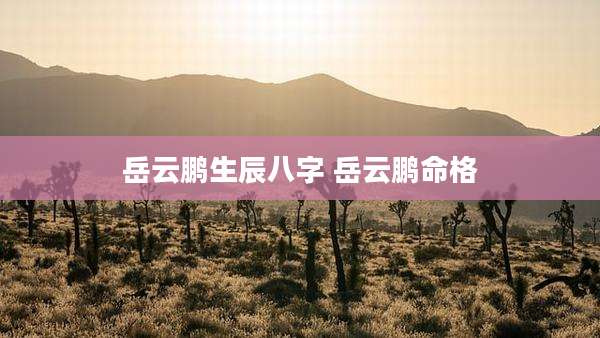 岳云鹏生辰八字 岳云鹏命格
