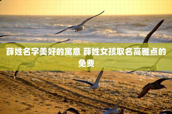 薛姓名字美好的寓意 薛姓女孩取名高雅点的免费