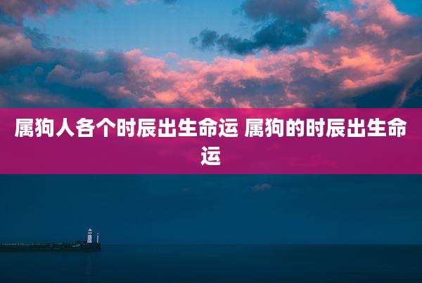 属狗人各个时辰出生命运 属狗的时辰出生命运