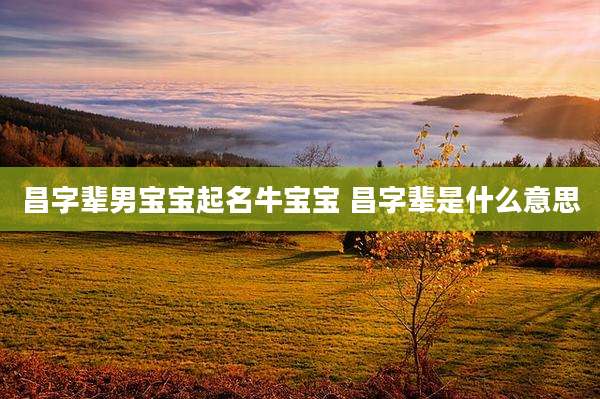 昌字辈男宝宝起名牛宝宝 昌字辈是什么意思
