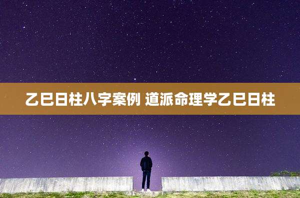 乙巳日柱八字案例 道派命理学乙巳日柱