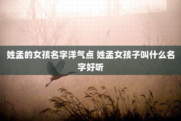姓孟的女孩名字洋气点 姓孟女孩子叫什么名字好听