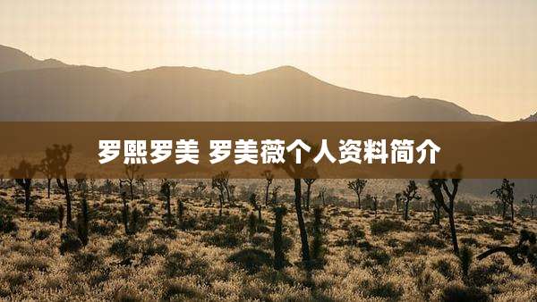 罗熙罗美 罗美薇个人资料简介