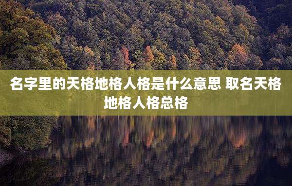名字里的天格地格人格是什么意思 取名天格地格人格总格