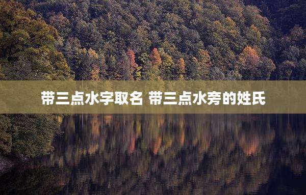 带三点水字取名 带三点水旁的姓氏