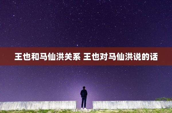 王也和马仙洪关系 王也对马仙洪说的话