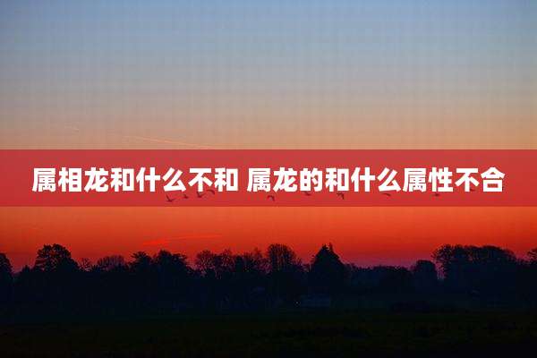 属相龙和什么不和 属龙的和什么属性不合