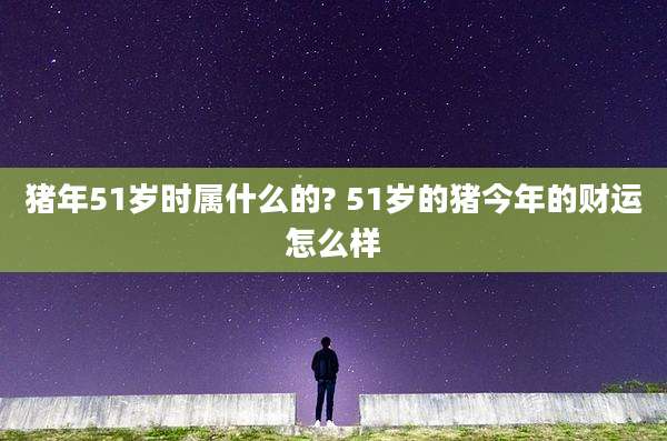 猪年51岁时属什么的? 51岁的猪今年的财运怎么样