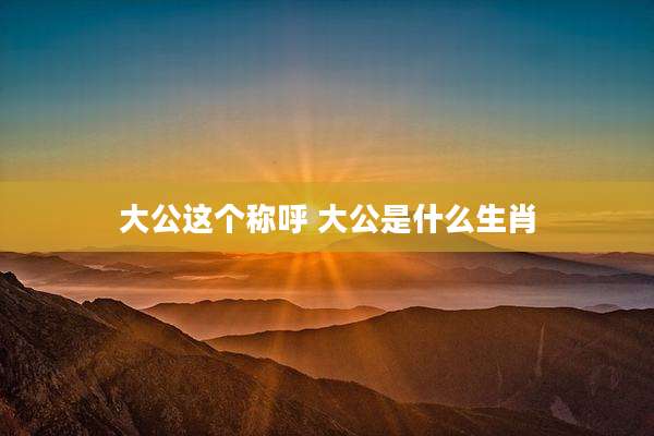 大公这个称呼 大公是什么生肖