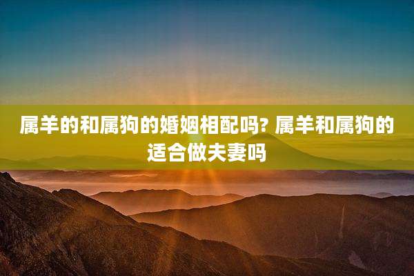 属羊的和属狗的婚姻相配吗? 属羊和属狗的适合做夫妻吗