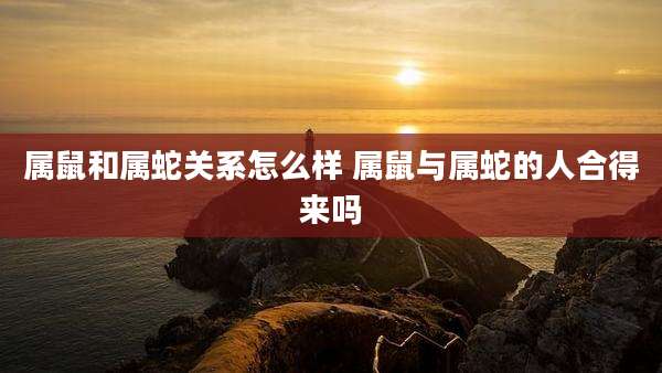 属鼠和属蛇关系怎么样 属鼠与属蛇的人合得来吗