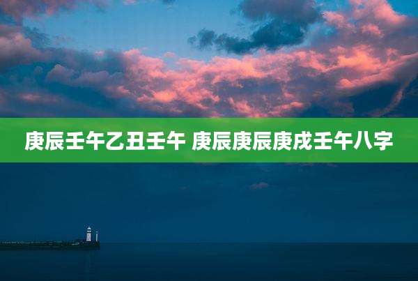 庚辰壬午乙丑壬午 庚辰庚辰庚戌壬午八字