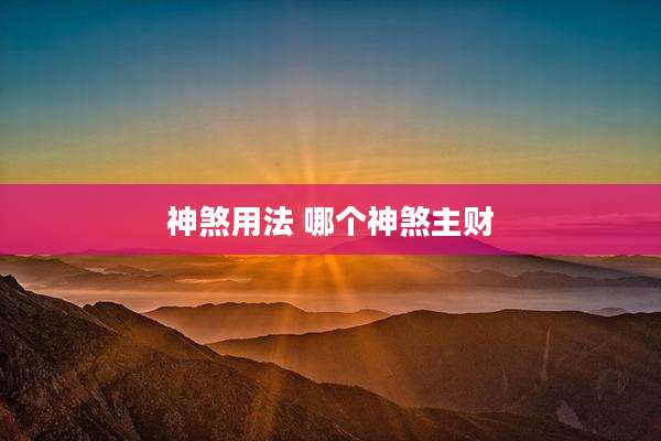 神煞用法 哪个神煞主财