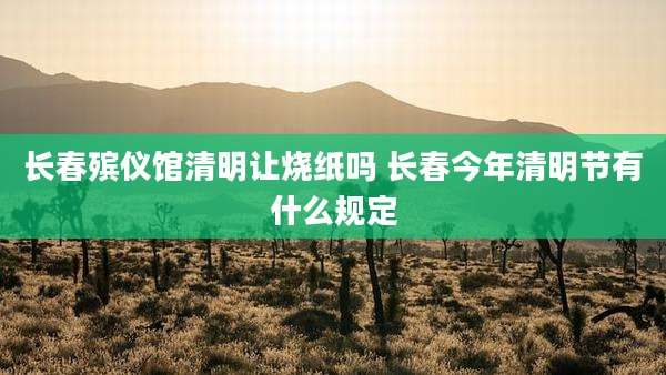 长春殡仪馆清明让烧纸吗 长春今年清明节有什么规定