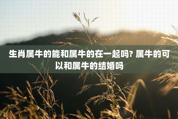 生肖属牛的能和属牛的在一起吗? 属牛的可以和属牛的结婚吗