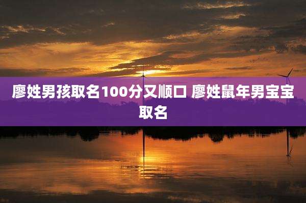 廖姓男孩取名100分又顺口 廖姓鼠年男宝宝取名