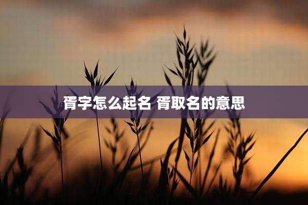 胥字怎么起名 胥取名的意思
