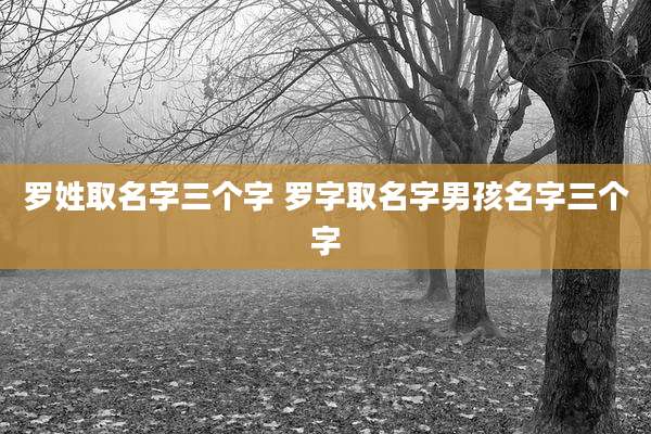 罗姓取名字三个字 罗字取名字男孩名字三个字