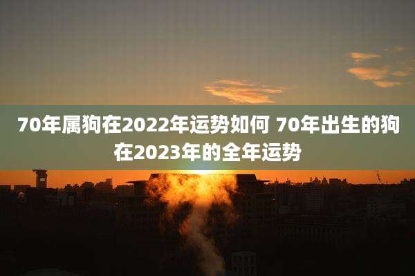 70年属狗在2022年运势如何 70年出生的狗在2023年的全年运势