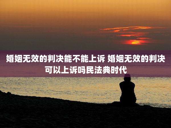 婚姻无效的判决能不能上诉 婚姻无效的判决可以上诉吗民法典时代