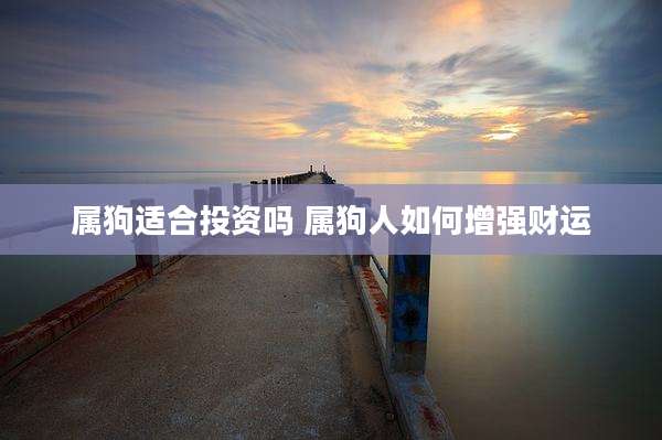 属狗适合投资吗 属狗人如何增强财运