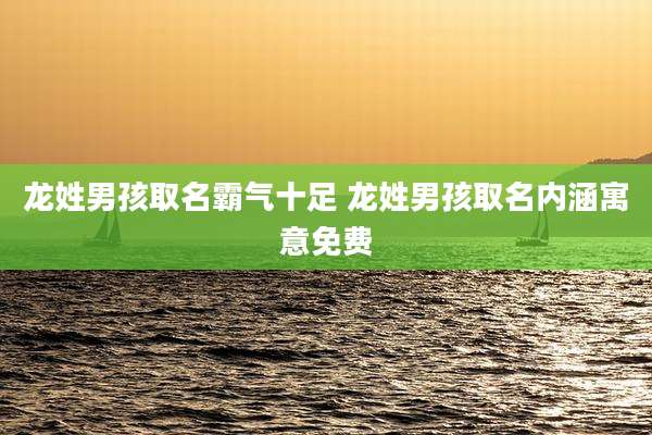 龙姓男孩取名霸气十足 龙姓男孩取名内涵寓意免费