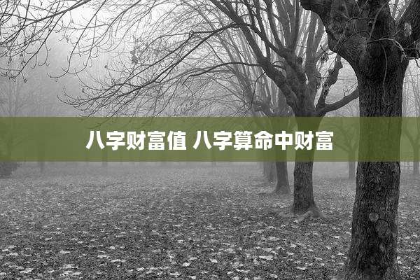 八字财富值 八字算命中财富