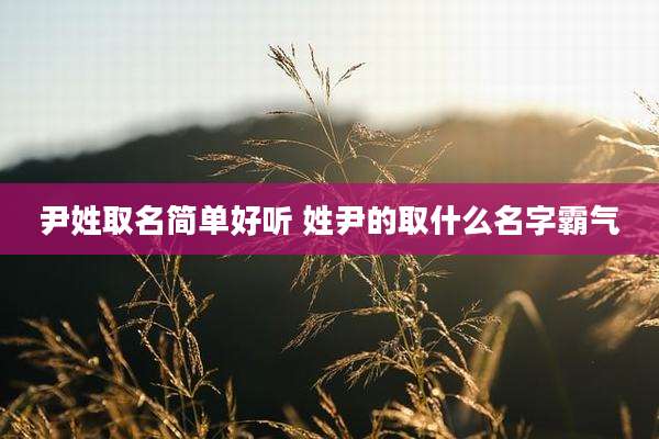 尹姓取名简单好听 姓尹的取什么名字霸气