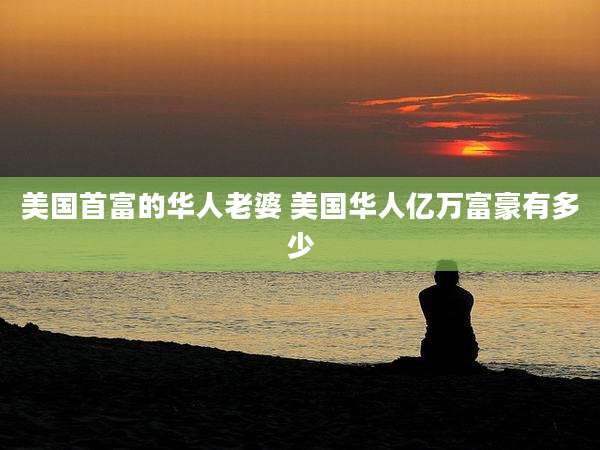 美国首富的华人老婆 美国华人亿万富豪有多少