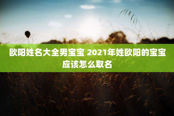 欧阳姓名大全男宝宝 2021年姓欧阳的宝宝应该怎么取名