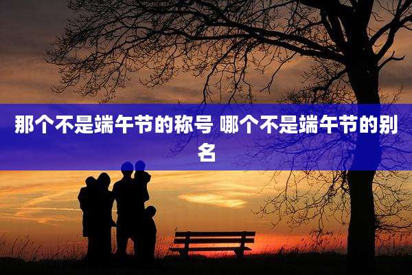 那个不是端午节的称号 哪个不是端午节的别名