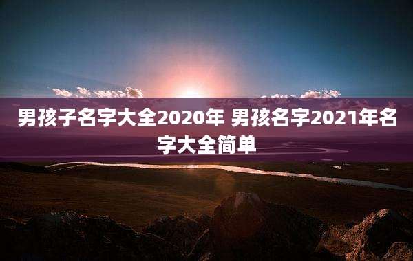 男孩子名字大全2020年 男孩名字2021年名字大全简单