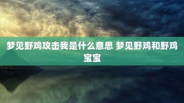 梦见野鸡攻击我是什么意思 梦见野鸡和野鸡宝宝