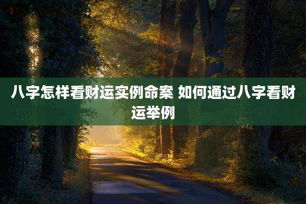 八字怎样看财运实例命案 如何通过八字看财运举例