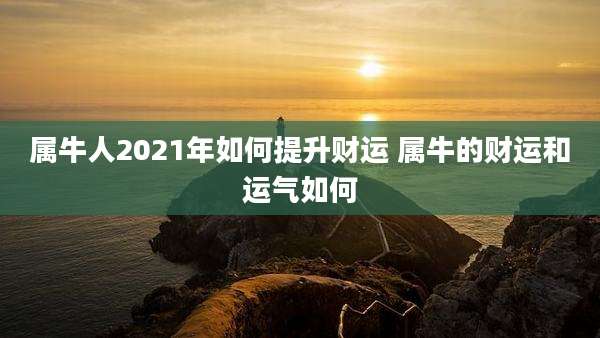 属牛人2021年如何提升财运 属牛的财运和运气如何