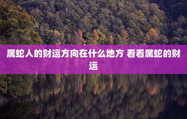 属蛇人的财运方向在什么地方 看看属蛇的财运