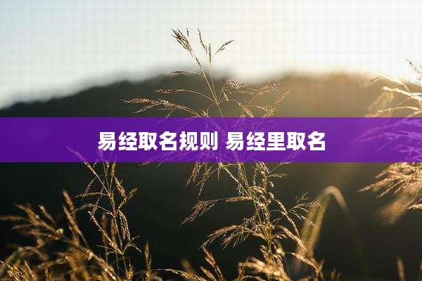 易经取名规则 易经里取名