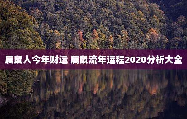 属鼠人今年财运 属鼠流年运程2020分析大全