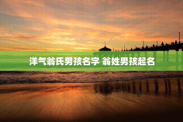 洋气翁氏男孩名字 翁姓男孩起名