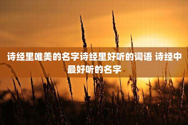 诗经里唯美的名字诗经里好听的词语 诗经中最好听的名字