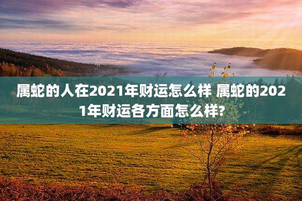 属蛇的人在2021年财运怎么样 属蛇的2021年财运各方面怎么样?