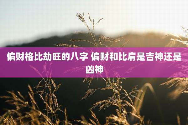 偏财格比劫旺的八字 偏财和比肩是吉神还是凶神